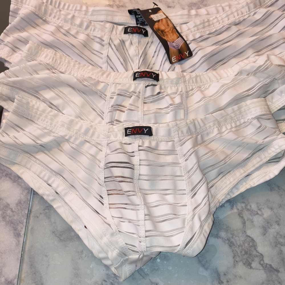 Envy White and Sheer Striped Briefs